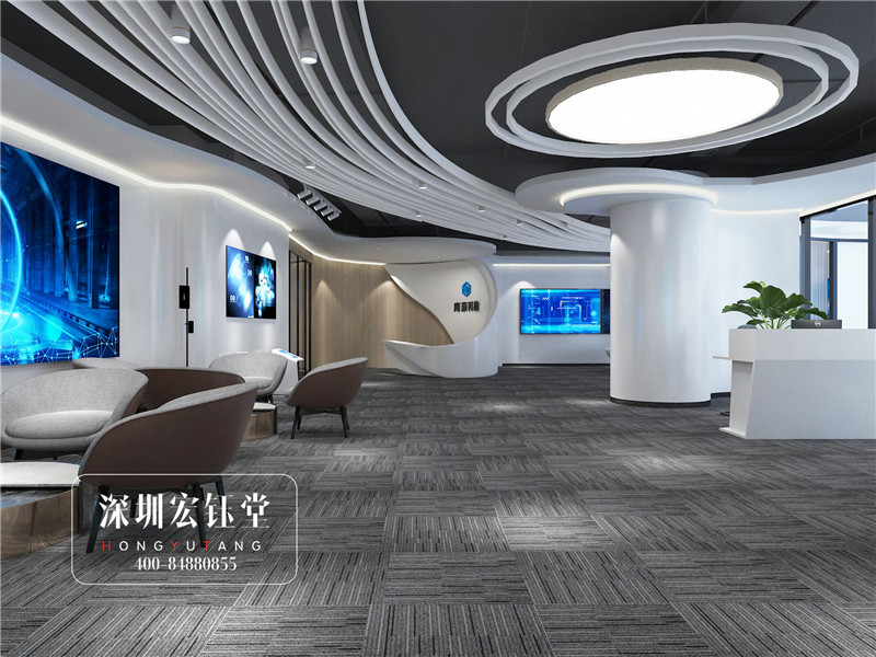 河南鷹豪科技公司辦公展廳設計效果圖