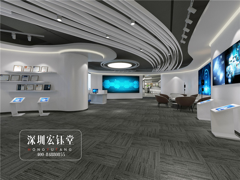 河南鷹豪科技公司辦公展廳設計效果圖